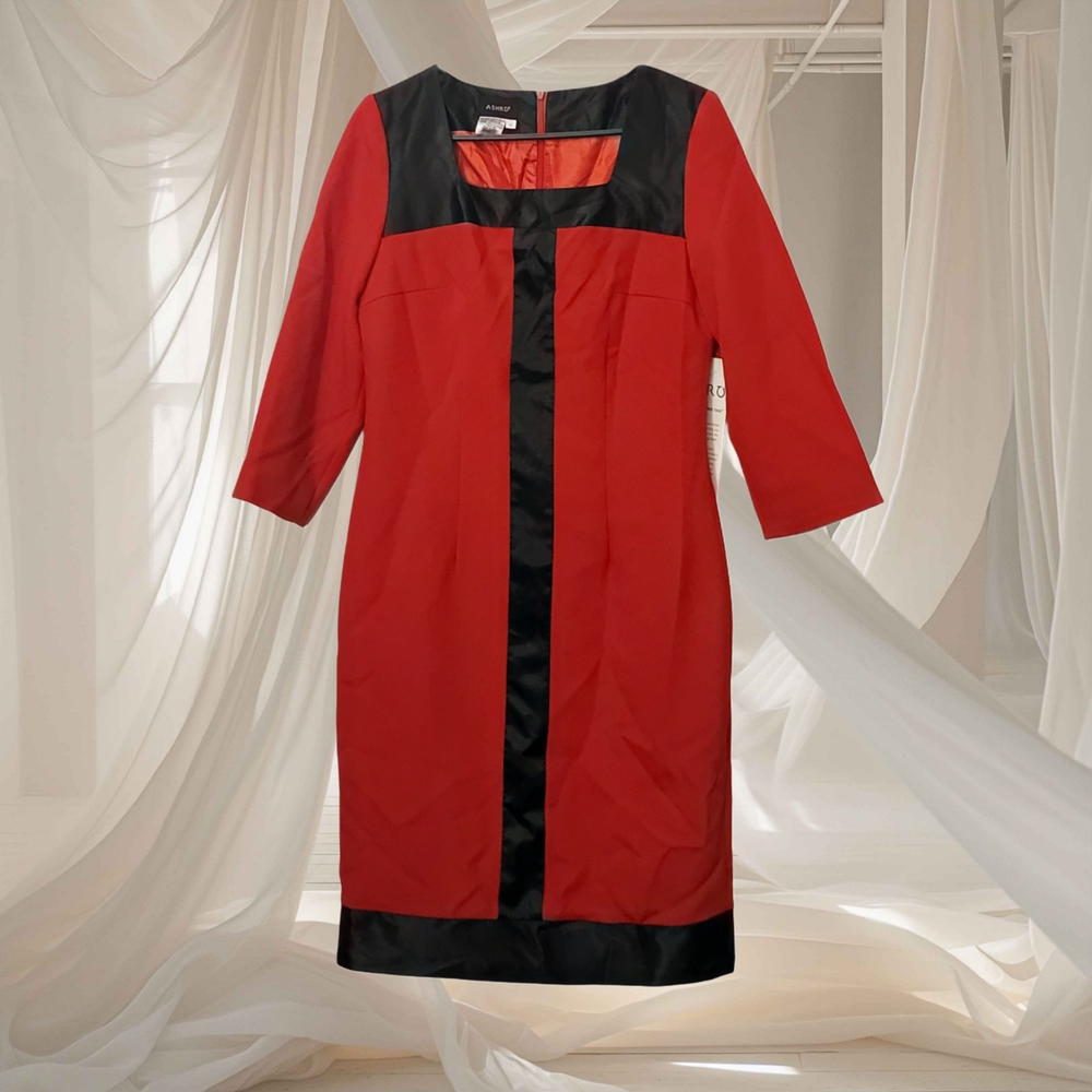 Ashro Red and Black Long Sleeve Dress